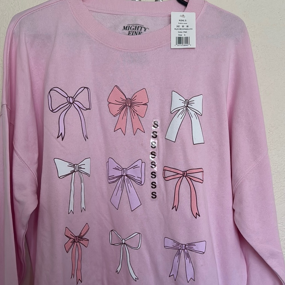 Mighty Fine Pink and White Bow Print Sweatshirt